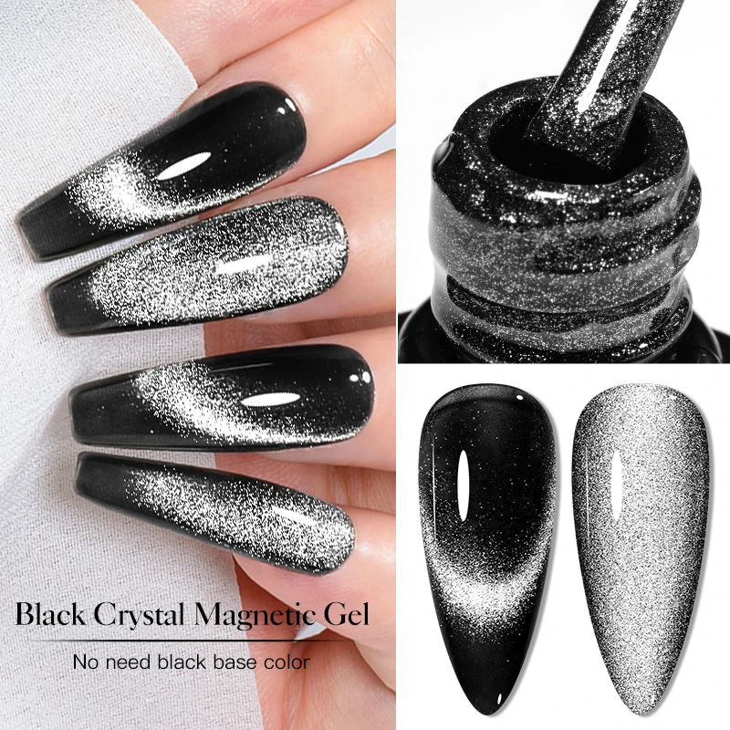 Mtssii-esmalte de uñas de Gel magnético de gato de cristal negro 9D, brillo brillante, camaleón semipermanente, barniz de Gel para Nail Art