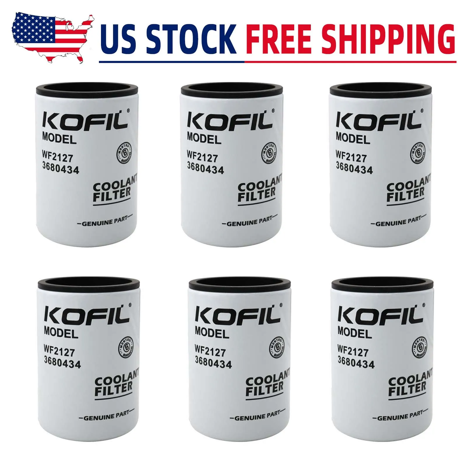 

WF2127 Water Coolant Filter Compatible With Cummins ISX15 Replaces WF2127 3680434 P550867 B5087(set of 6)