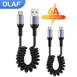 Olaf 66W 6A Fast Charging Type C Cable Spring Car USB Cable for iPhone 15 Samsung Xiaomi Redmi Huawei Phone Charger USB C Cable