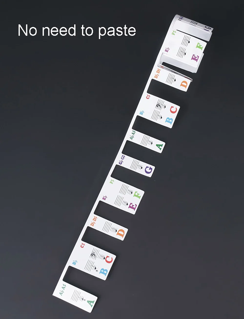 Aufkleber für Klaviertastatur, 88/61 Tasten, abnehmbare Etiketten für Musiknoten für Anfänger, PVC-Klaviertastenetiketten, Leitfaden für Klaviernoten aus Silikon – Detail 3