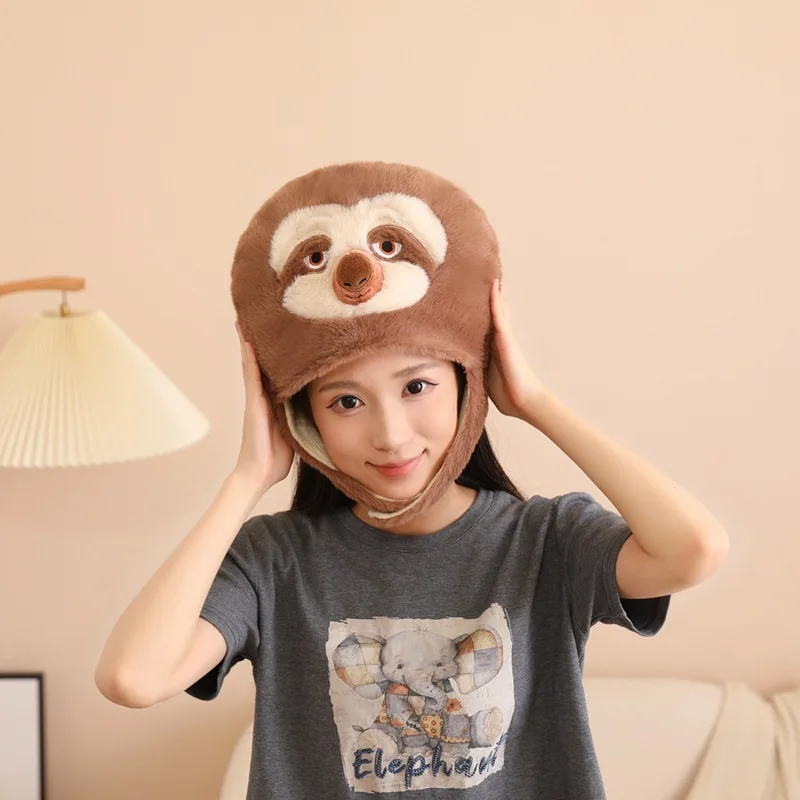 Sloth Head Hat Funny Cartoon Hat Headwear Fancy  Headpiece  Cosplayers Costume Parties Women Cap Gift 1