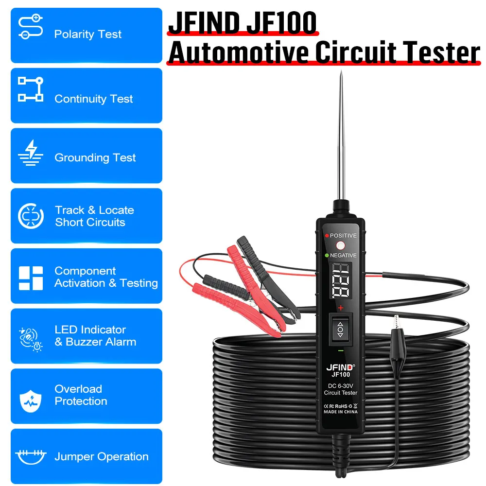 

Car Electric Circuit Tester 6V-30V Voltage Tester Auto Truck Moto Diagnostic Test Tools Power Switch LED Light 6V-24V Probe Pen