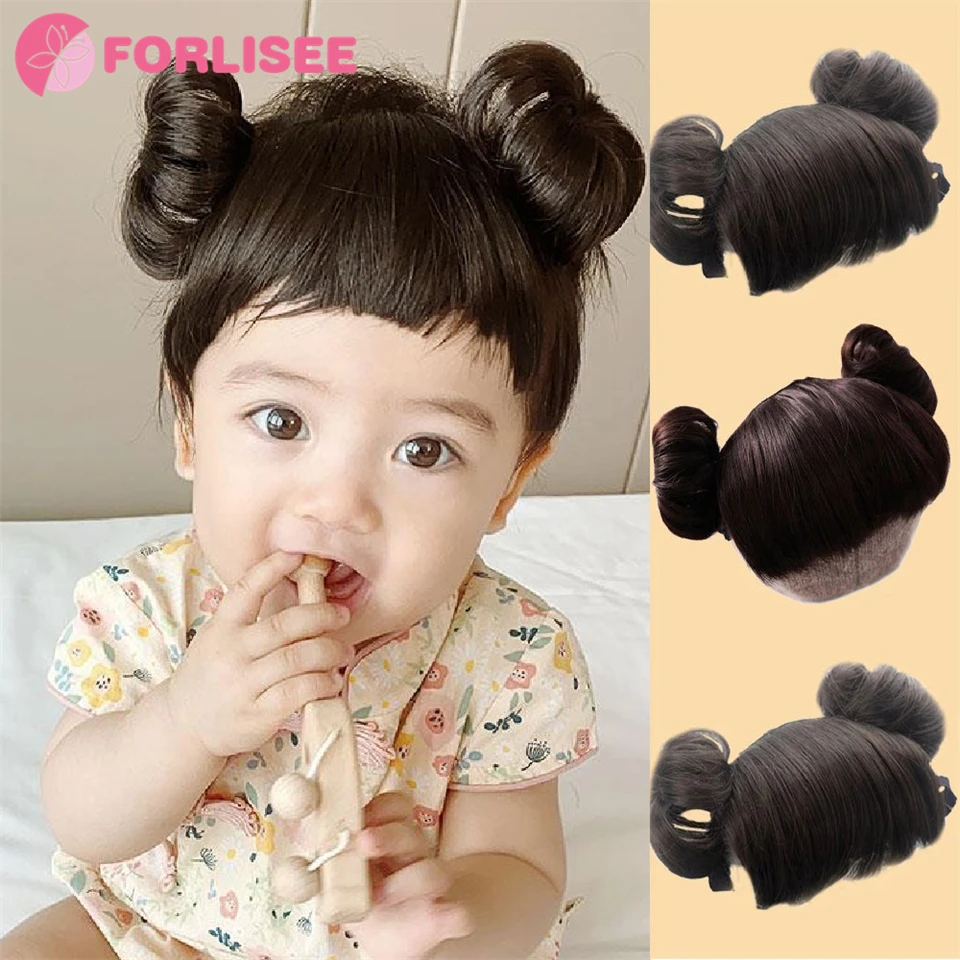 

Synthetic Wig Children's Hair Band Small Pulling Head Cover High Temperature Silk Short Curly Hair Ball Headwear Wig Bangs