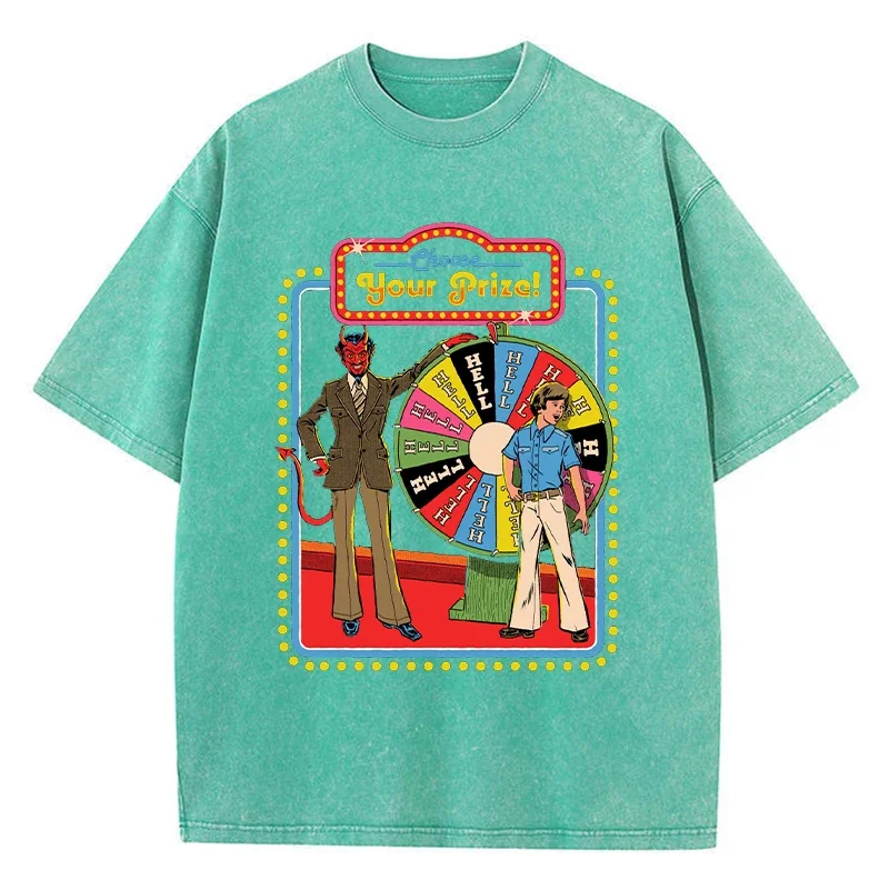 

Your Prize Comic Print Women Wash T-Shirt Summer Casual Distress T Shirts Street Hip Hop Short Sleeve Breathable Soft Clothes