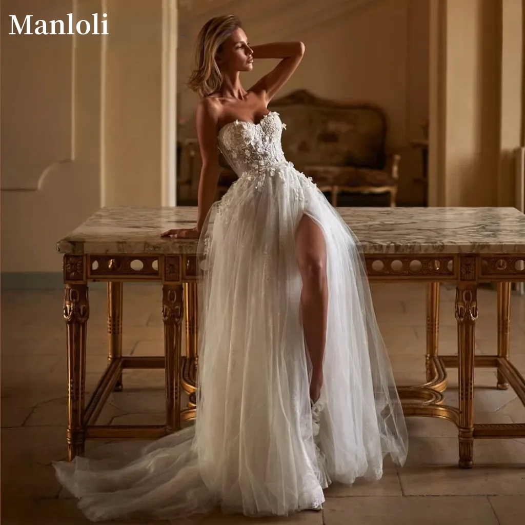 Robe de mariée élégante en dentelle et cœur, en Tulle, Sexy, épaules dénudées, ligne a, personnalisation