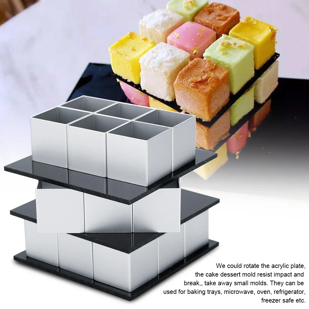 3D Square Silicone Mold Mousse Cake Baking Moulds Soap Candle Jelly Brownie Cheesecake Chocolate Truffle Pudding Tray