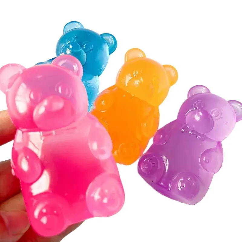 Gummy Bear Squishy Slow Rising Gummy Bear Super Soft Stretchable Bear Transparent Jelly Squeeze Bear Instant Anxiety Relief