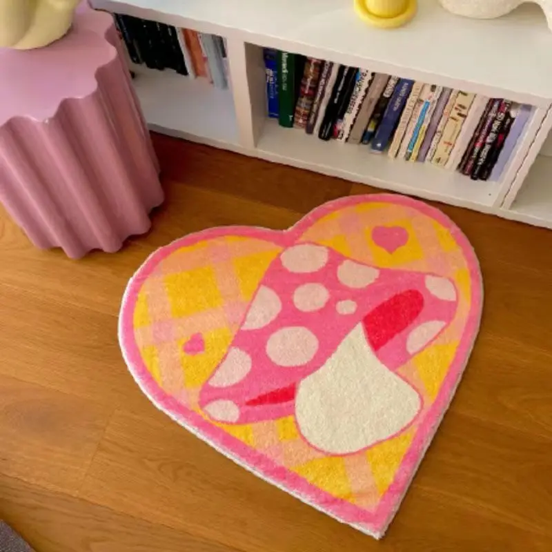 Cute Milk Floor Mat Pink Strawberry Household Bedside Carpet Cartoon Room Decoration Anti Slip Rugs Aesthetic Rug