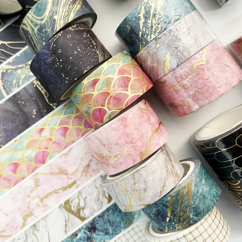 3 Roll Gold Foil Laminated Washi Tape Fashion Versatile Journal Tape DIY Hand Account Decor Craft Materials ﻿