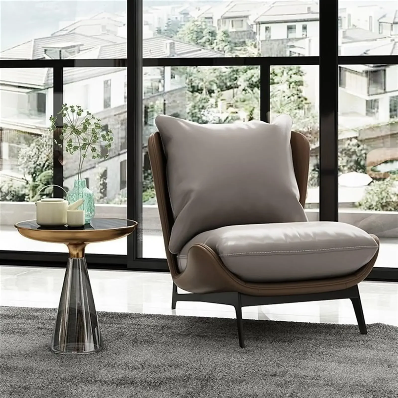 Mid Century Modern Accent Chair Lounge Decorative Leather Office Side Chair Bedroom Reading Nook Sillas De Sala Microfiber