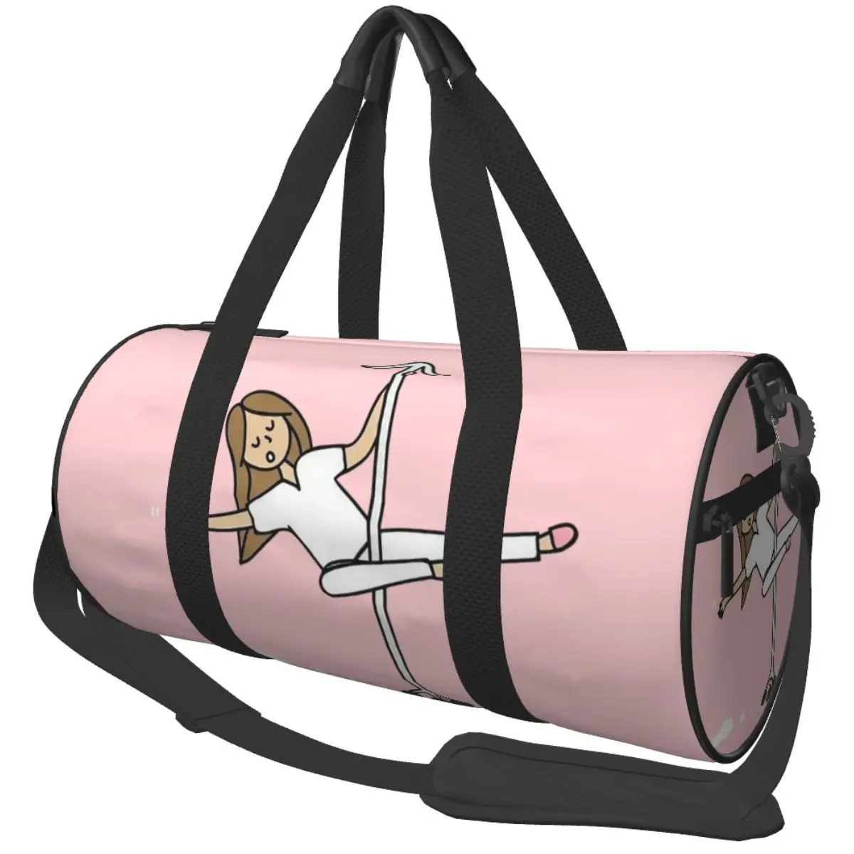 Fun Nurse Cartoon Sports Gym Bag with Pocket Enfermera En Apuros Weekender Duffel Bags for Women Men Swim Sports Travel Backpack