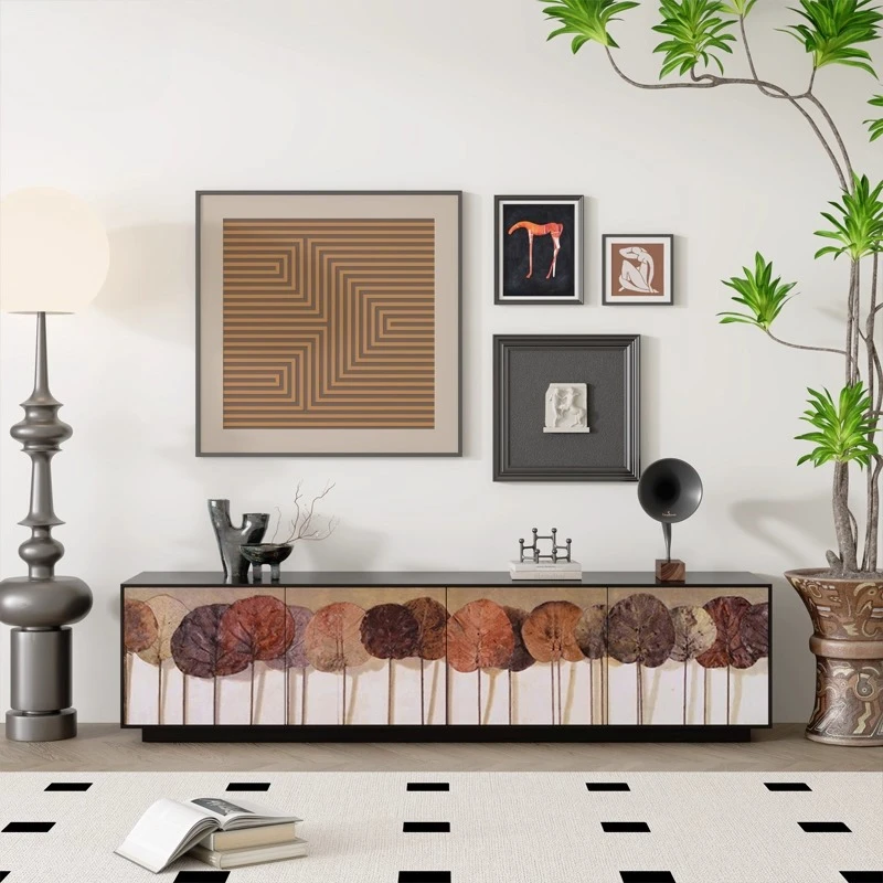 A retro plant solid wood TV cabinet bedroom decoration storage bedside cabinet