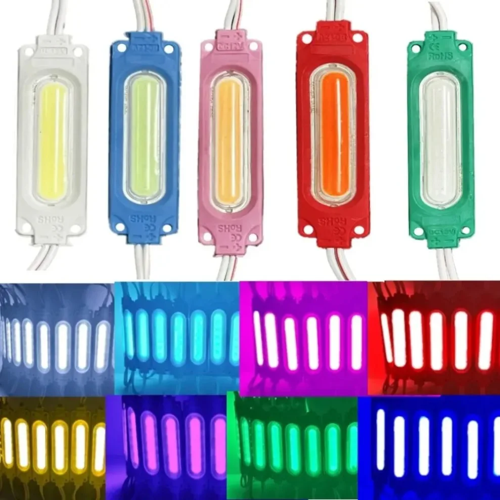 20Pcs/Lot DC12V COB LED Modules IP65 Waterproof Multicolor Warm White Blue for Shop Banner Backlight Christmas Holiday Lighting