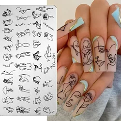 1 Modern Sexy Girl Nail Stamping Plate Nail Art Image Drawing Plates Stamper Painting Tool Stainless Steel Abstract Patten Nails