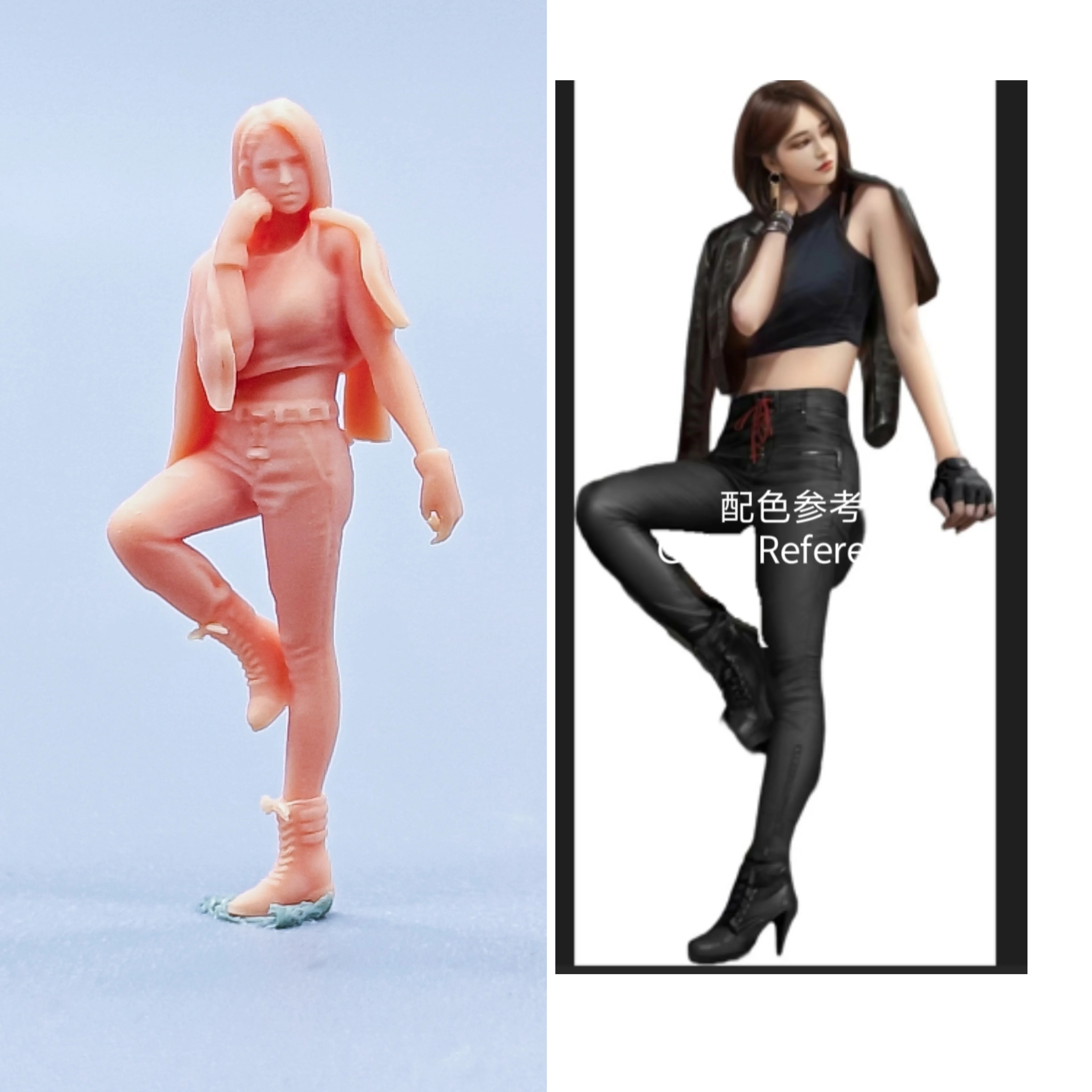 1/64 Figuren Maßstab Modell Harz Get Clothes By Posture Girl Ungefärbte Miniaturen Diorama Handbemalt C420