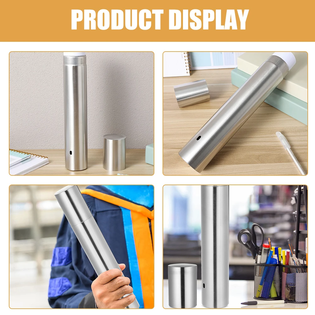 2pcs Stainless Steel Document Tube Holder Cylindrical Certificate Storage Container For Birth Certificate Diploma Portable File