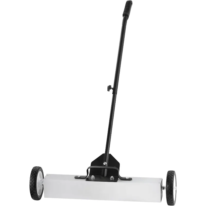 50Lbs Rolling Magnetic Sweeper with Wheels, Push-Type Magnetic Pick Up Sweeper, 24-inch Large Magnet Pickup Lawn