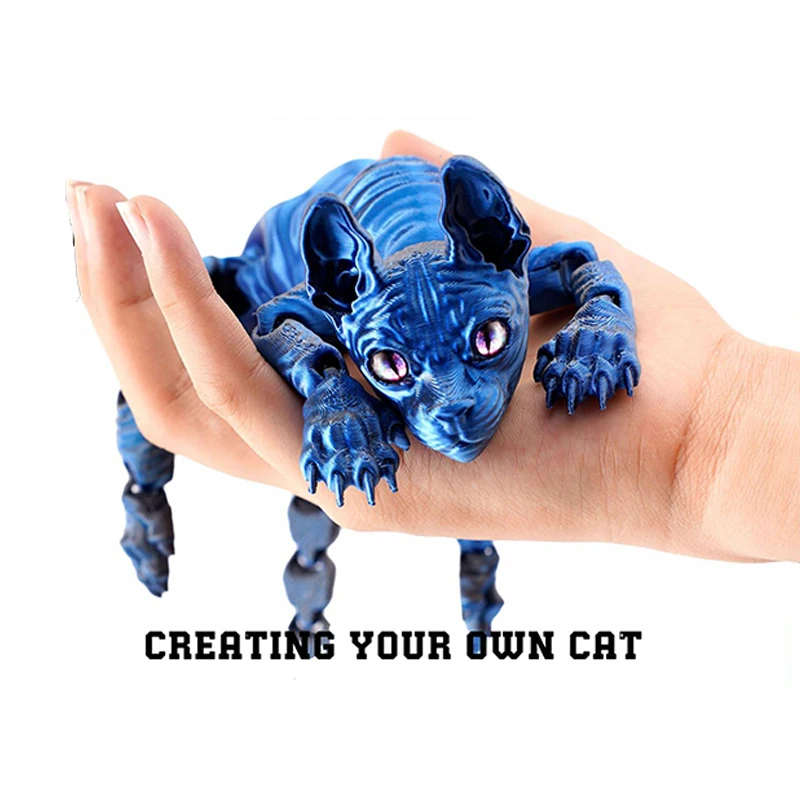For Cat Lover Collector Home Decoration 3D Printed Sphynx Cat Animal Toy Realistic Hairless Figurine Cat Fidget Toy