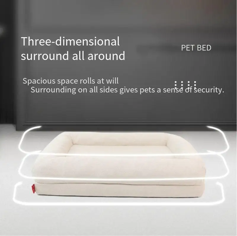 Circle Yarn Memory Sponge Removable Waterproof Four Walls Encircling Kennel Bed Pets