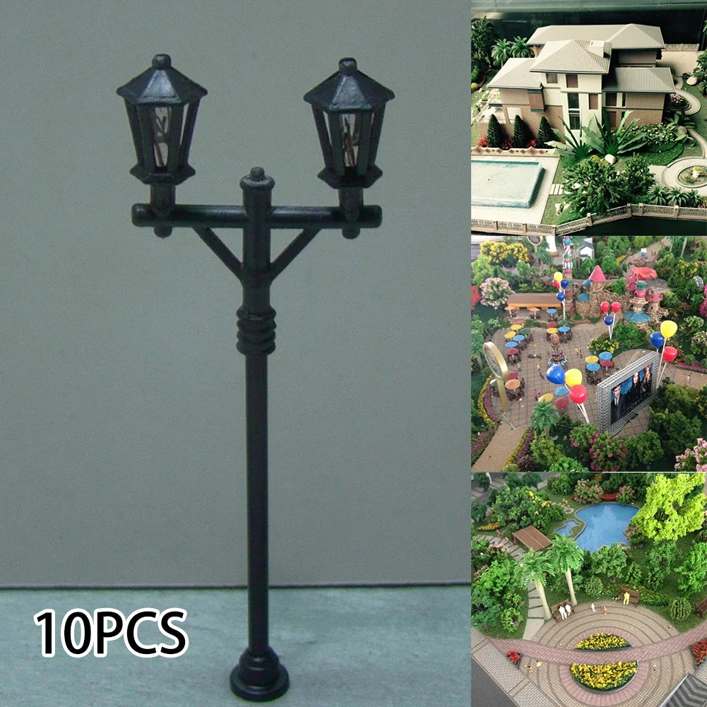 10Pcs Model Street Lights Scale 1:100 Railway LED Lamppost Patio Garden Lamps Playground Scenery Lamps Lighting