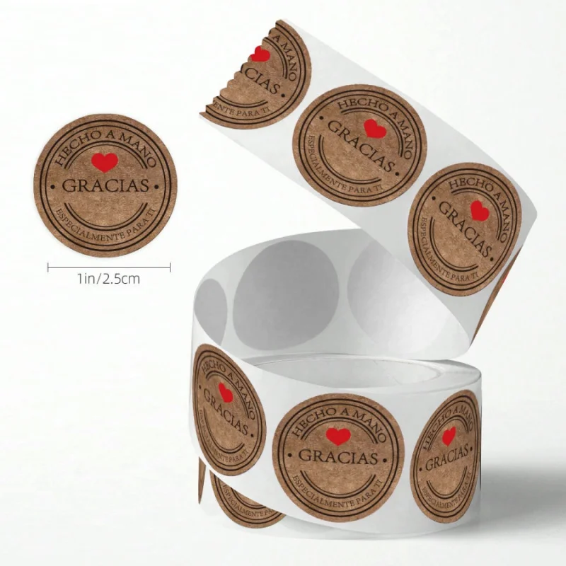 500pcs Spanish Thank You Stickers Holiday Baking Envelope Gift Packaging Sealing Decoration Stickers Round Kraft Paper Labels - view 5