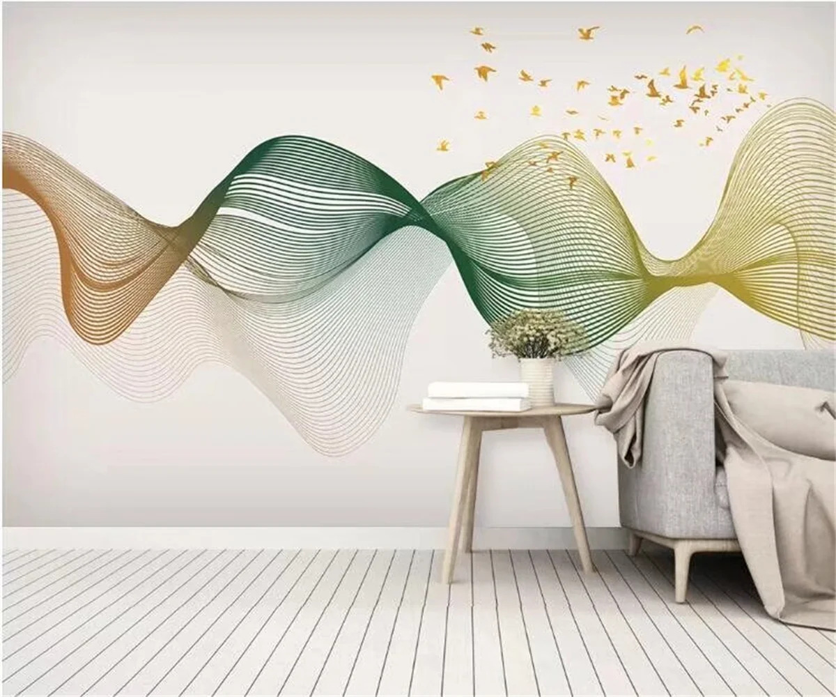 Customized wallpaper 3d abstract ink line smoke landscape artistic conception elk background wall 3d wallpaper wall stickers