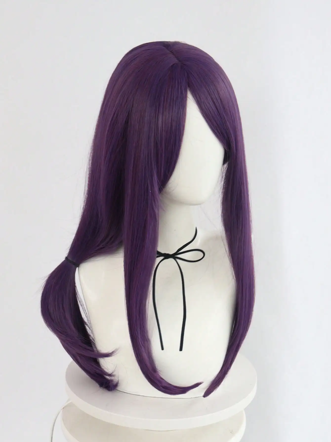Long Straight Side Low Ponytail Anime Cosplay Wig with Bangs for Women Heat-Resistant Synthetic Fiber Party Wig with Long Bangs
