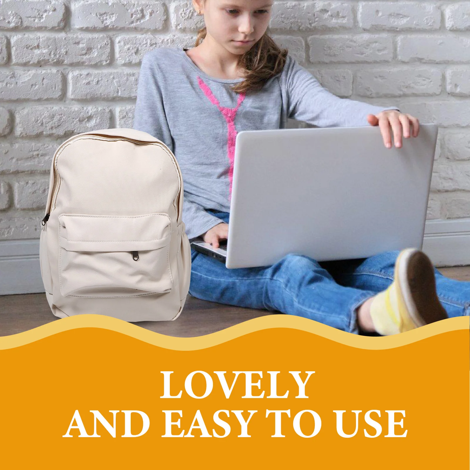 Cute White School Backpack Lightweight Waterproof for Women Multiple Pockets Travel Everyday Use Stylish Fresh Design