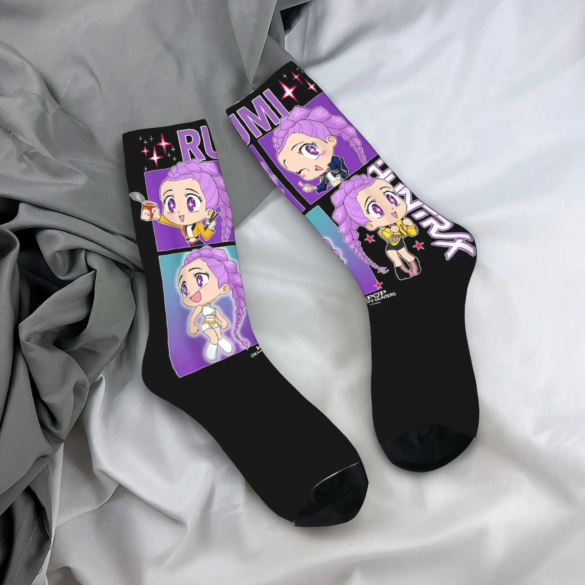 

Kpop Demon Hunters RUMI Socks Funny Stockings Men Quality Outdoor Socks Autumn Design Anti Slip Socks