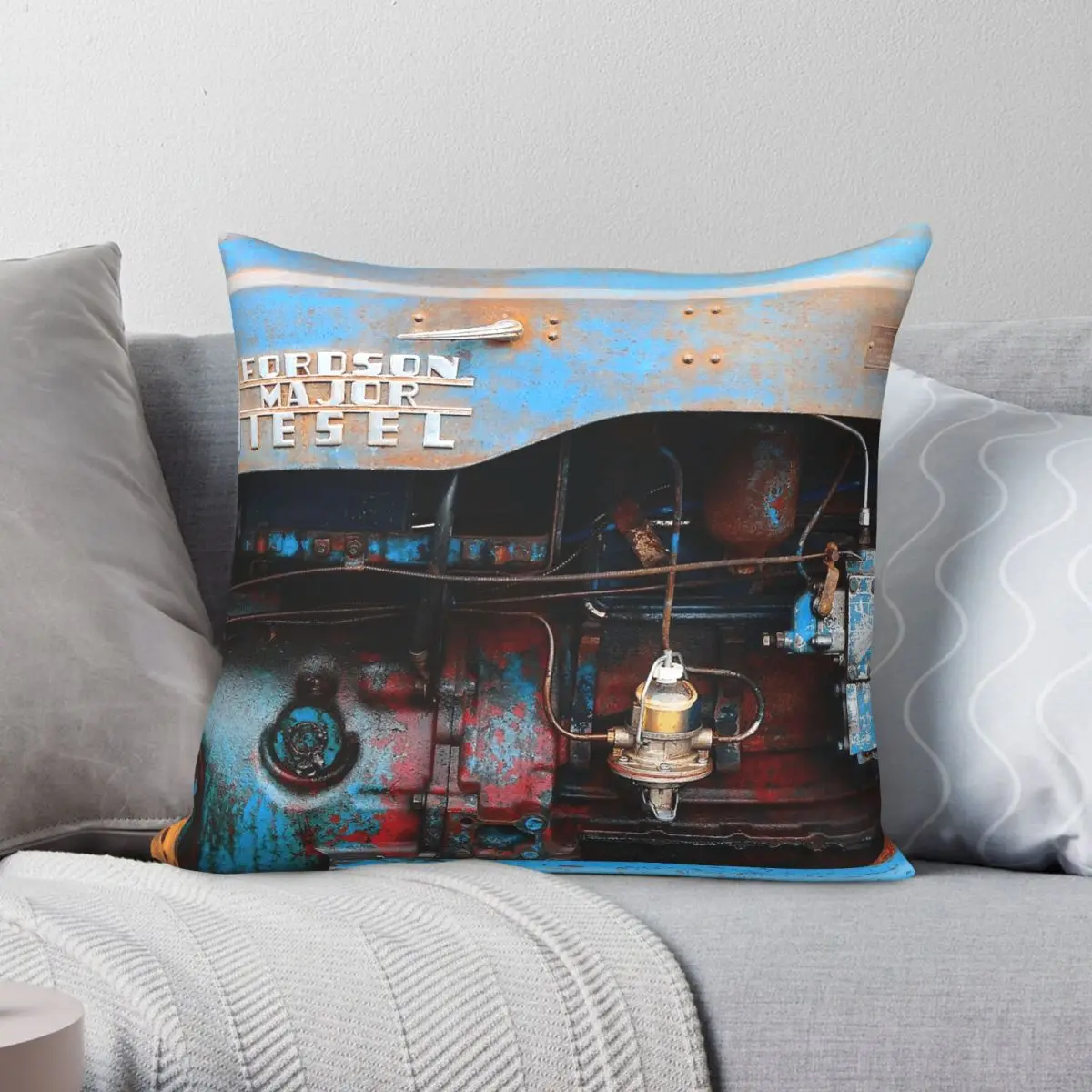 Fordson Major Tractor Motor Square Pillowcase Polyester Linen Velvet Printed Decor Throw Pillow Case Sofa Seater Cushion Case
