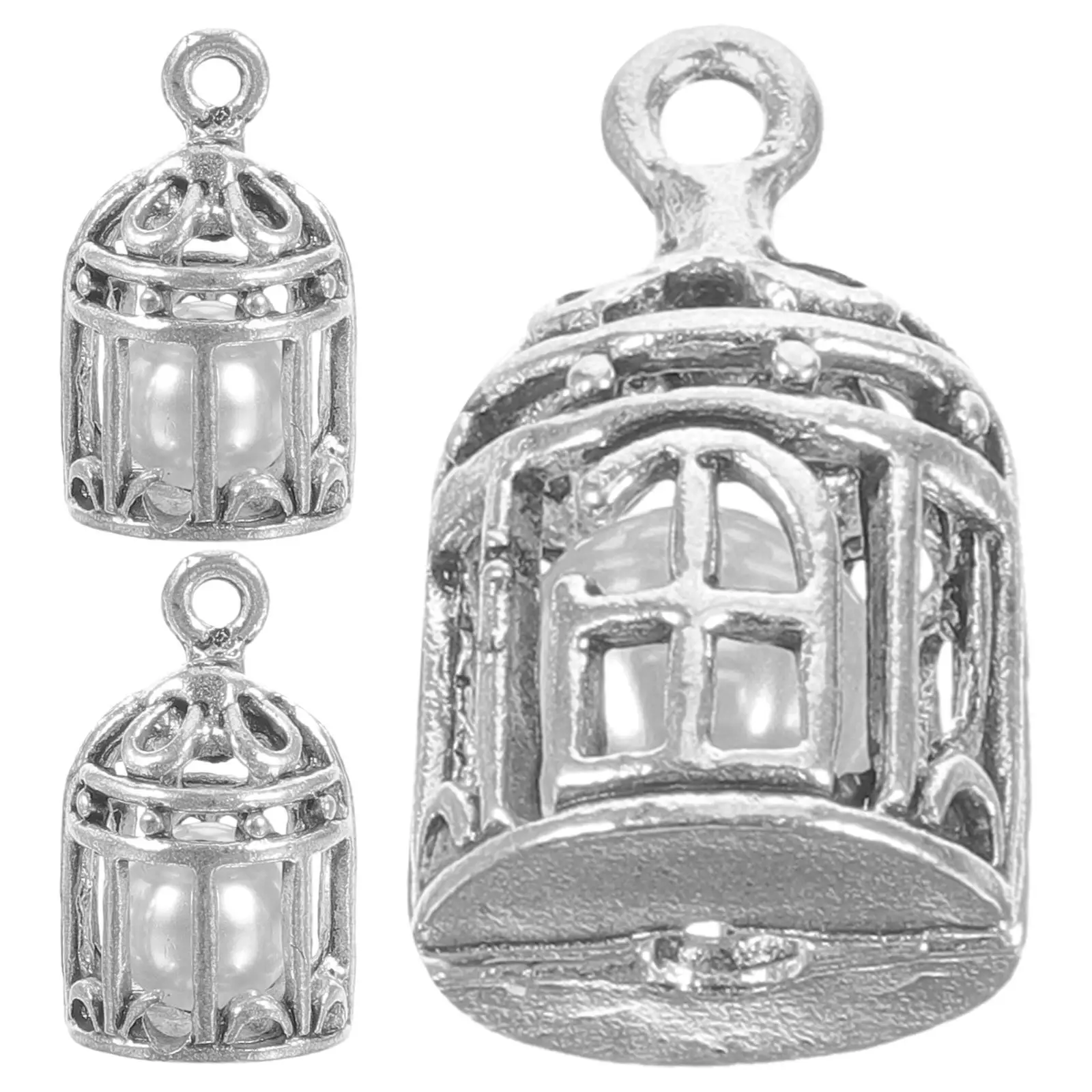 

3 Pcs Birdcage Pendant Alloy Locket Charm Essential Oil Necklace Bead Cage Pearl Craft DIY Jewelry Accessories Parts
