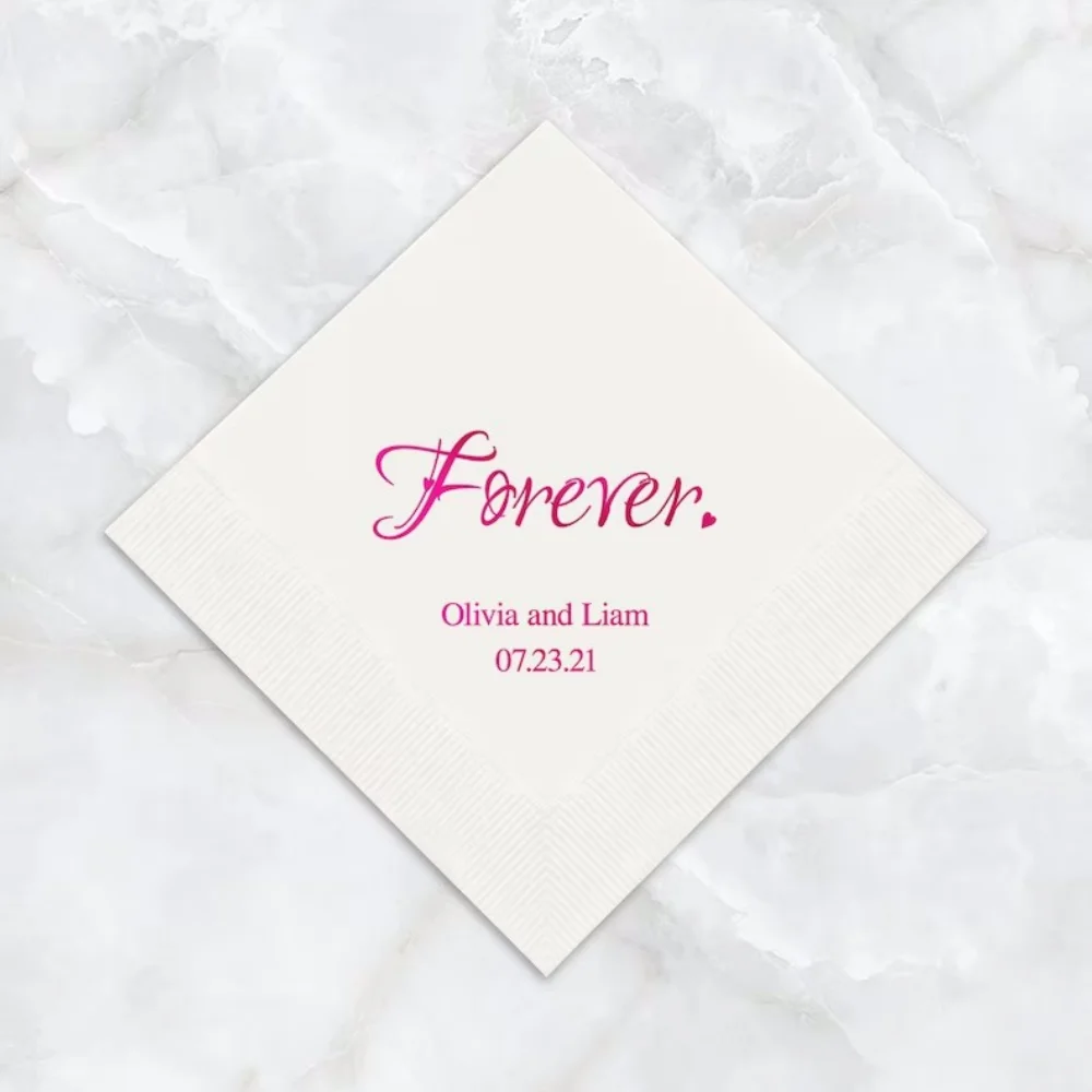 

50 Pcs Personalized Wedding Napkins - Forever Design - Custom Printed Napkins - Wedding Napkins - Engagement Party - Vow Renewal