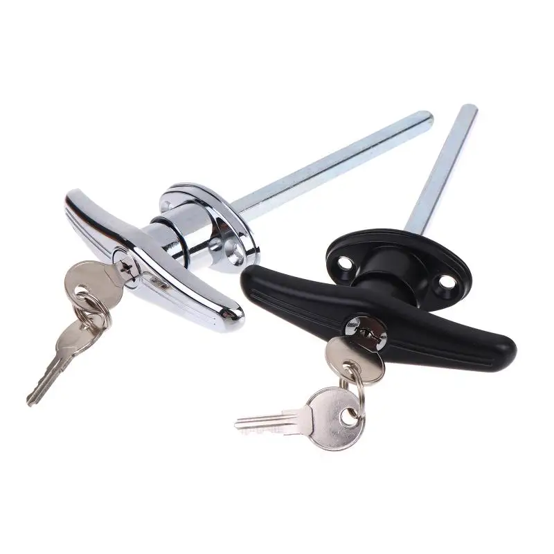 1Set Handle Lock Replacement Shed Door Barn Garage Keyed T-Handle Zinc Alloy Hardware Locking T Lock Handle With 2 Keys