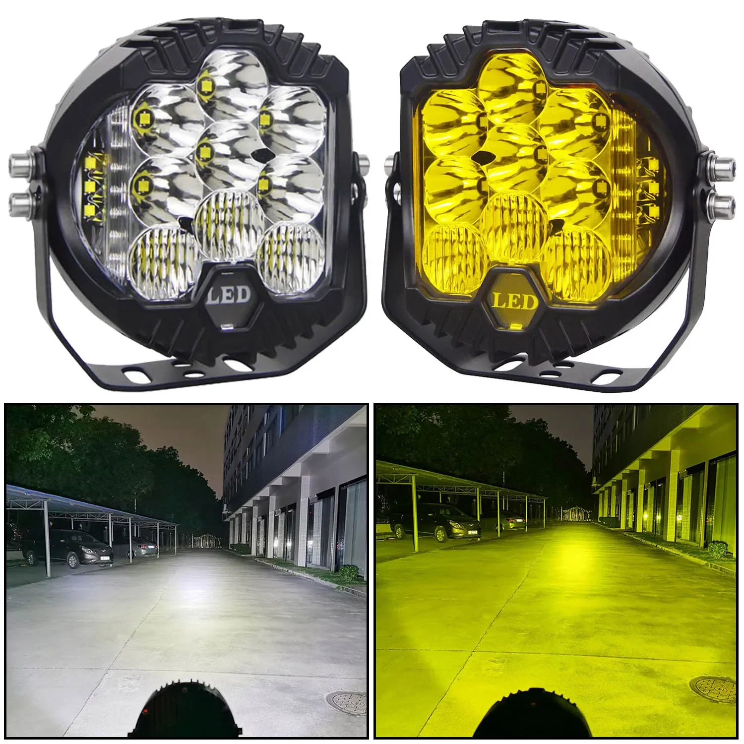 5/7/8 In LED Work Lights Amber White Fog Driving Combo Light Bar for Car Jeep Wrangler ATV UTV SUV Offroad 4x4 Pickup Ford Truck