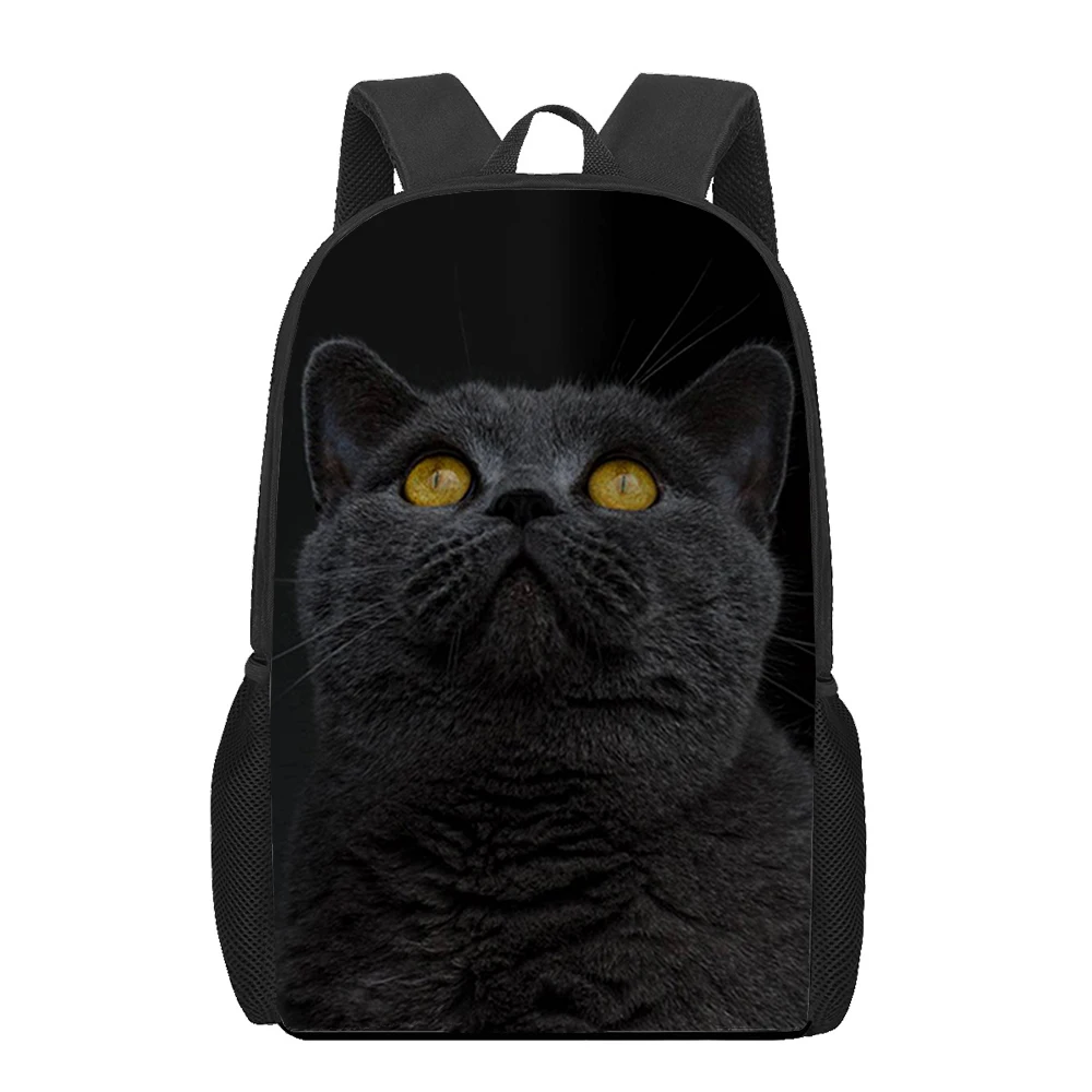 British shorthair cat School Bags For Girls Boys Print Kids Backpacks Women Mochila Students Book Bag Children Shoulder Bag