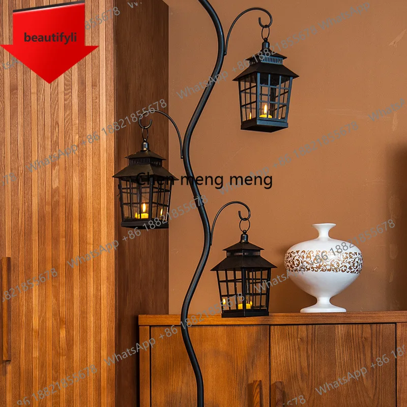 X188 floor-to-ceiling European art glass candlestick horse lantern court-style wedding soft decoration model room ornament