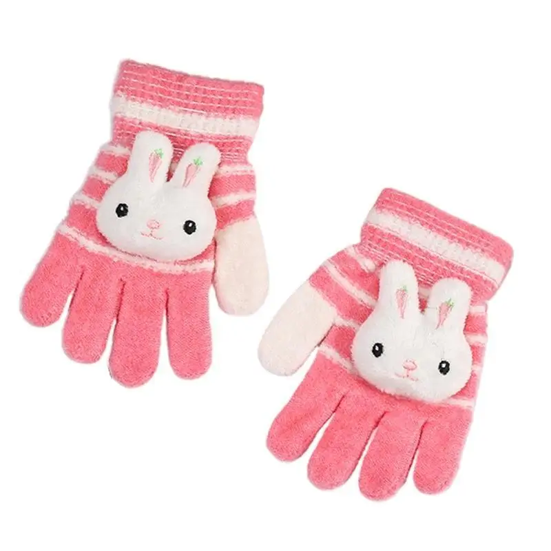39BD Children Plush Gloves Cartoon Knitted Gloves Keep Warm Riding Gloves