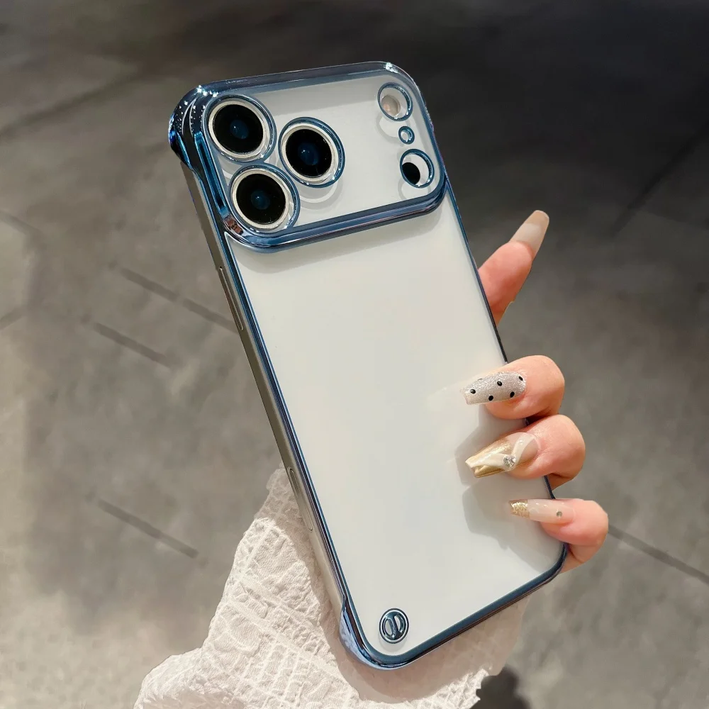 Soft Plating Frameless Ultra Thin Case For iPhone 17 Air 16 15 14 Pro Max Plus 13 12 Mini 11 XS XR Luxury Shockproof Back Cover