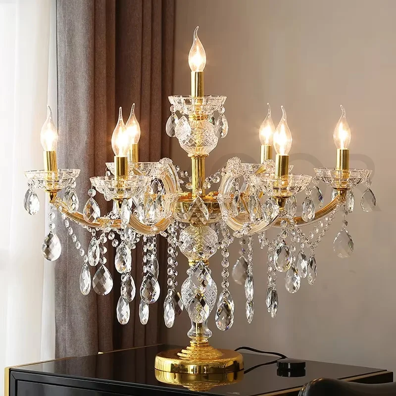 European Style Modern Warm Bedroom Bedside Lamp Living Room Lamp Villa Decoration Gold Lamp Senior