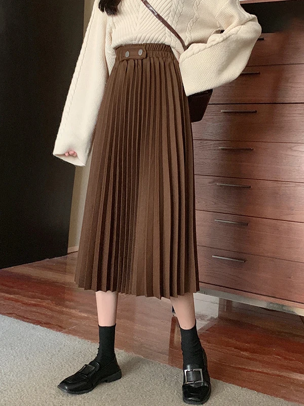 

Модная юбка трапециевидной формы с высокой талией, бархатная осенняя женская дизайнерская юбка небольшого размера, корейское повседневное платье для поездок на работу