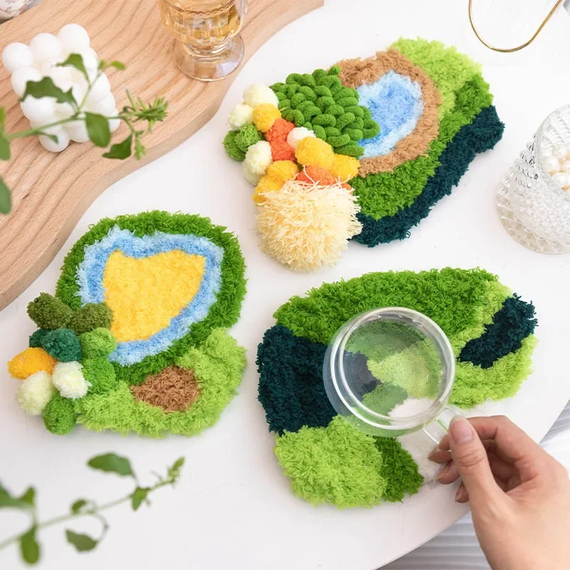 Handmade diy moss coaster carpet material bag for beginners, zero basic decorative ornaments, creative gift for best friends