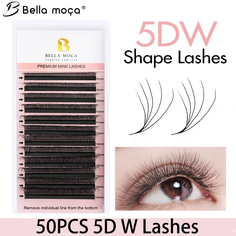 

50PCS 5D W Fake Eyelashes Extension 5D-W Shaped Lashes MIX 8-14MM 5DW Lashes 5D Cilia Brazilian Cilia Natural False Eyelashes