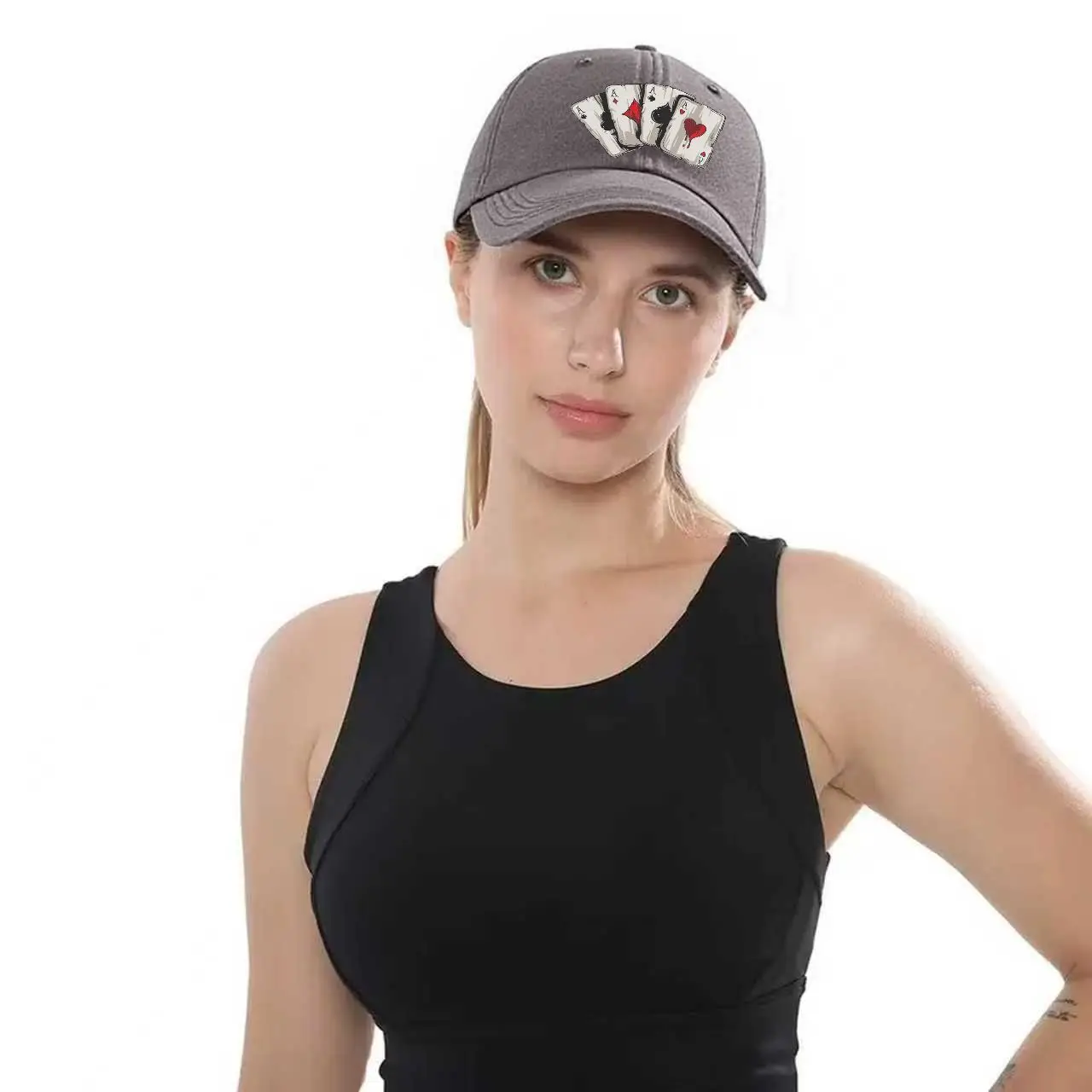 bone-de-beisebol-feminino-com-padrao-de-cartao-de-poquer-vintage-tamanho-ajustavel-feito-de-algodao-puro-e-material-de-protecao-uv