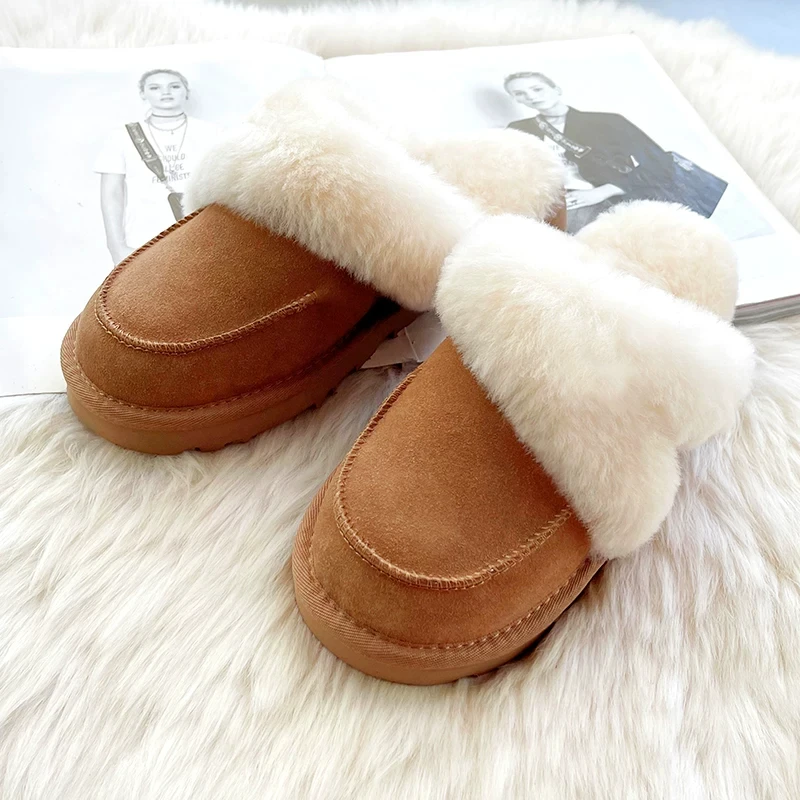 Wool Half Baotou Sheep Fur Integrated Fur Slippers New Women's Outerwear for Autumn and Winter