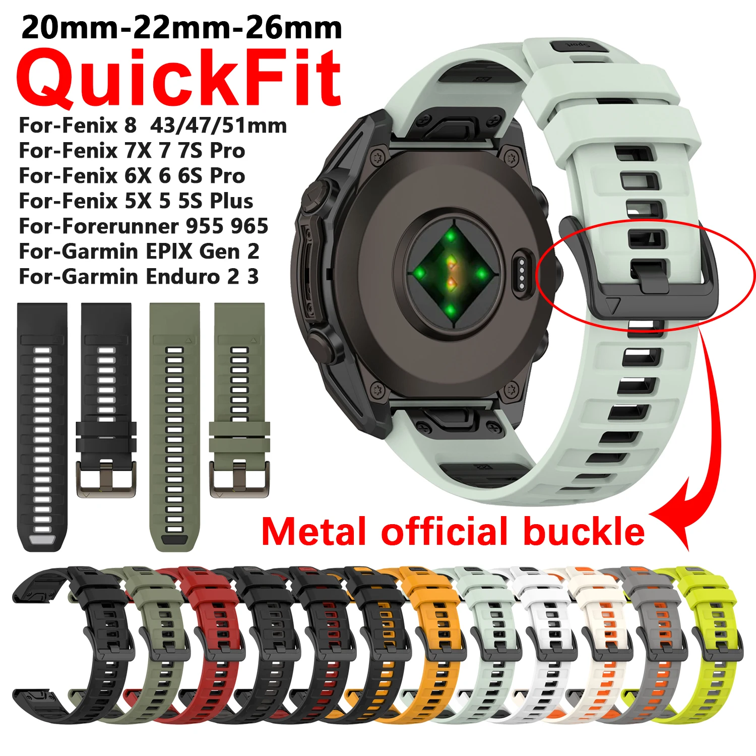 

20mm 22mm 26mm Garmin QuickFit for Fenix 8 43mm 47mm 51mm Smart watch Band for Fenix 7X 7 6X 6 Pro 5X 5 Plus Epix Gen2 Tactix 8