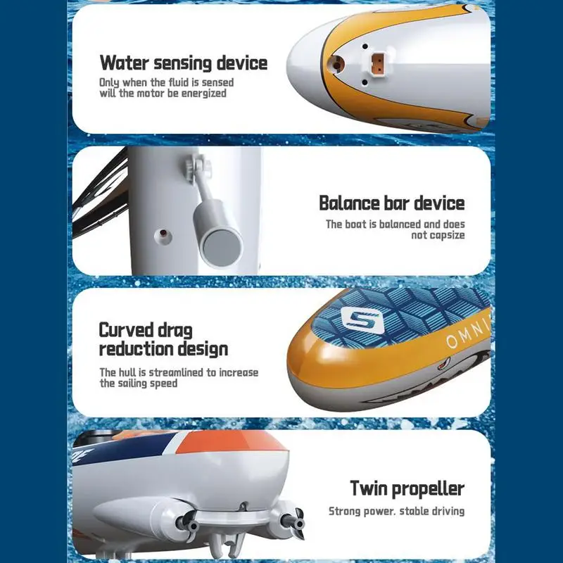 Rc Boot 2.4Ghz Afstandsbediening Zeilboten Schommel Pop Surfplank Waterdicht Zwembad Zeilspel Met Led-verlichting Strand Speelgoed voor Kinderen