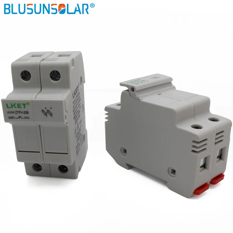 1 Set 2P Parallel Fuse Holder 1000V DC Fusible 10x38 GPV, with Fuse Holder for Solar System Protection