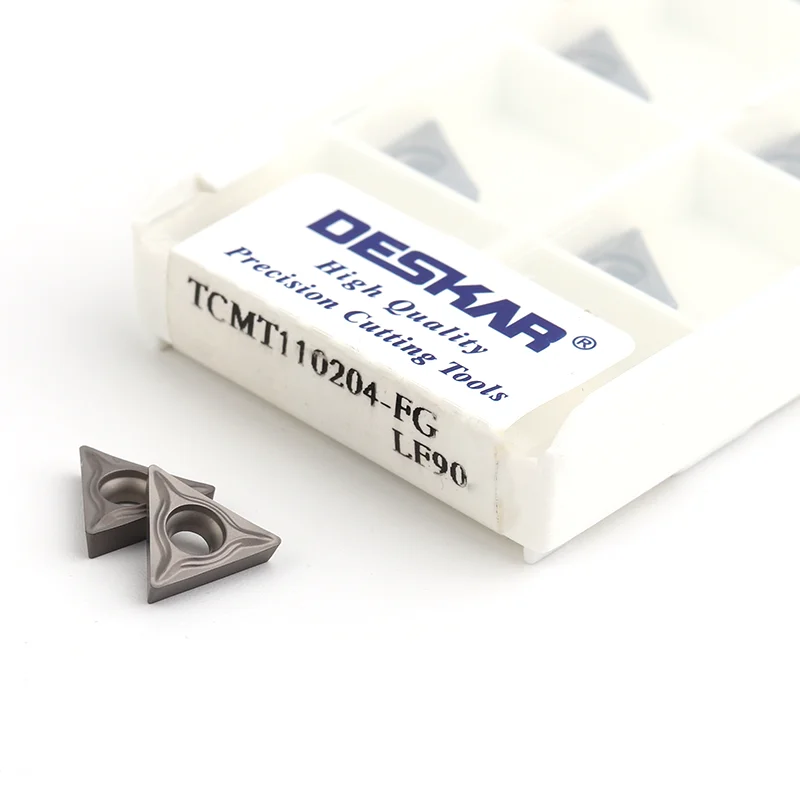 10 Chiếc TCMT110204-FG TCMT110204-MT TCMT110204-HQ LF90 DESKAR Gốm Kim Loại Lưỡi Dao Tiện Bằng Máy CNC Cắt Dụng Cụ Xoay TCMT 110204 Nhét