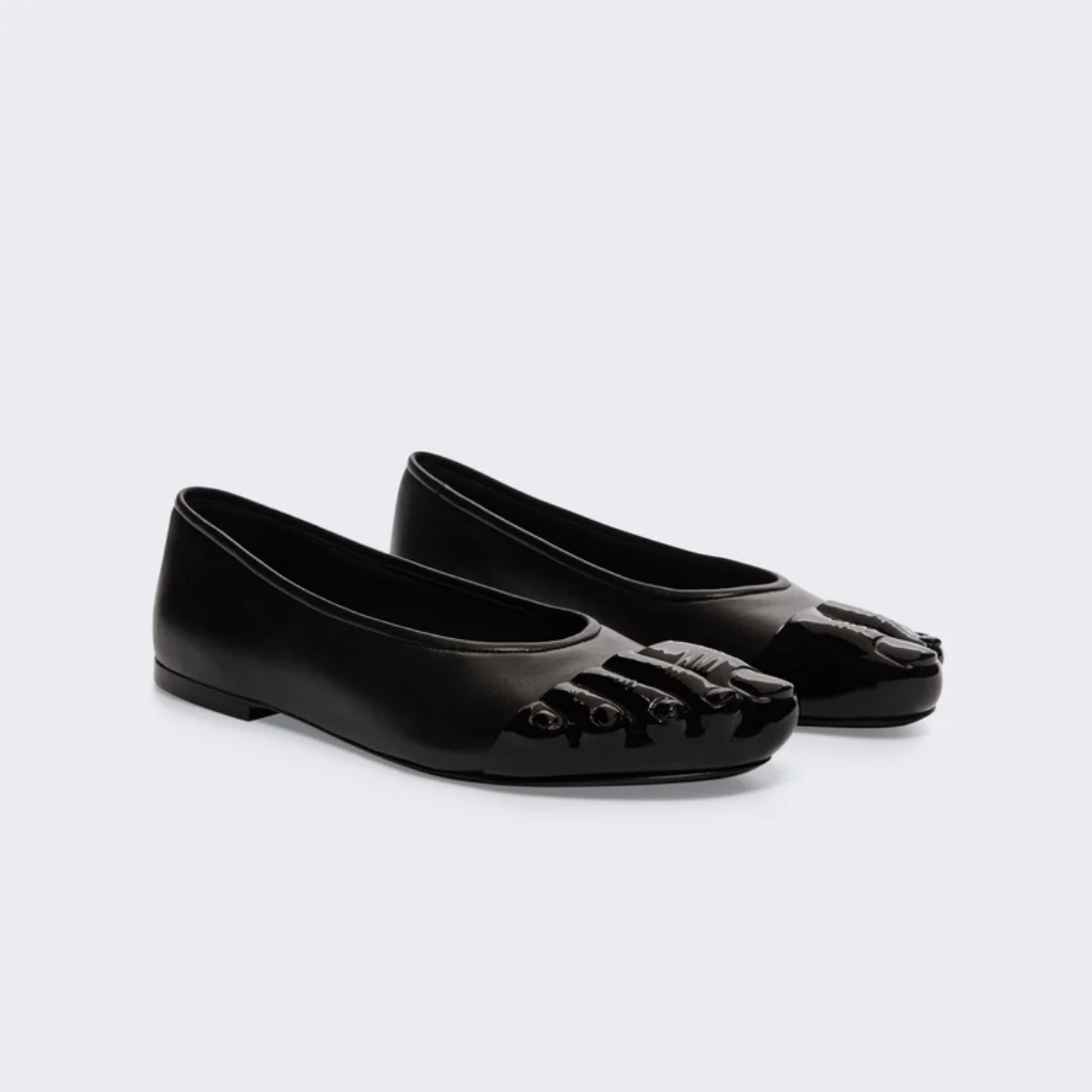 

Five Fingers Toe Women’s Single Shoes Black Leather Flat Sole Zapatos Para Slip On Shallow Fashion Designer Style Salto Female