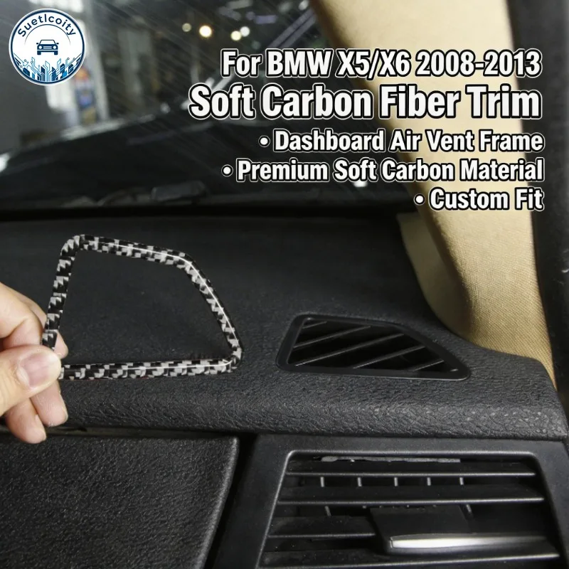 

Для BMW X5 E70 X6 E71 2008-2013: Мягкая накладка на воздуховод приборной панели из углеродного волокна, аксессуары для интерьера автомобиля